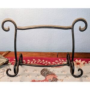 Vintage Frontgage Wrought Iron Decorative Rustic Book Display Large Plate Holder